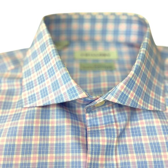 Twillory Non Iron Blue Plaid Safe Cotton Tailored Fit Dress Shirt - Picture 3 of 10